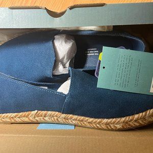 TOMS Majolica Blue Suede Women's Pismo Espadrilles - Ortholite